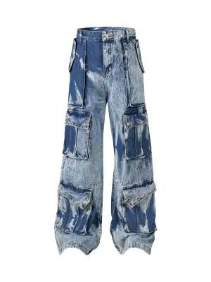 1984 High Street Washed Distressed Work Jeans - 2163