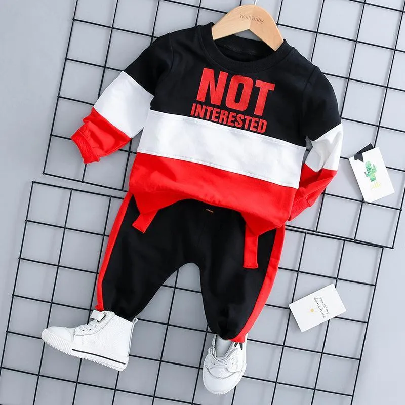 2-piece Color Contrast Pullover & Pants for Toddler Boy Children's clothing wholesale