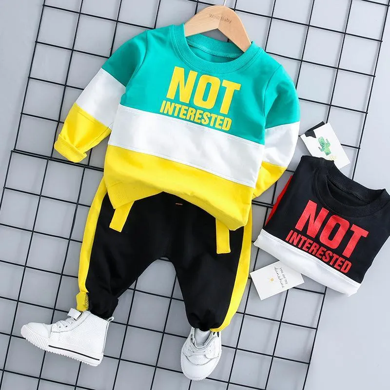 2-piece Color Contrast Pullover & Pants for Toddler Boy Children's clothing wholesale