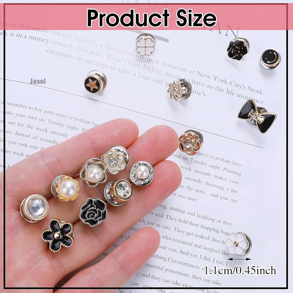 40 Pieces Brooch Buttons for Women Cover Up Anti-Exposure Brooch Pins Clips Safety Hijab Saree Pins Buttons for Clothes Dress Bags Decor DIY Crafts, Sewing-Free & Removable