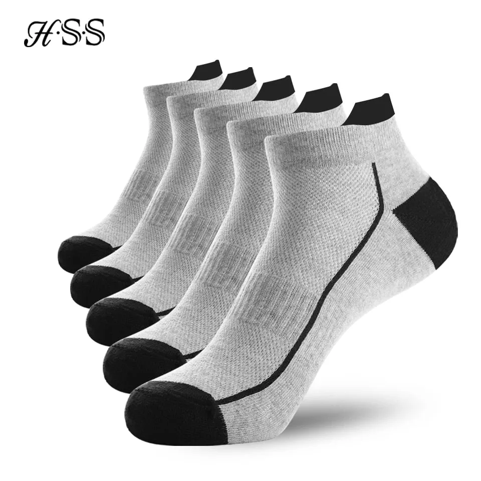 5 Pairs Organic Cotton Men Socks Thin Knit Mesh Ankle Socks Summer Fitness Breathable Quick Dry Short Sock For Cycling Plus Size