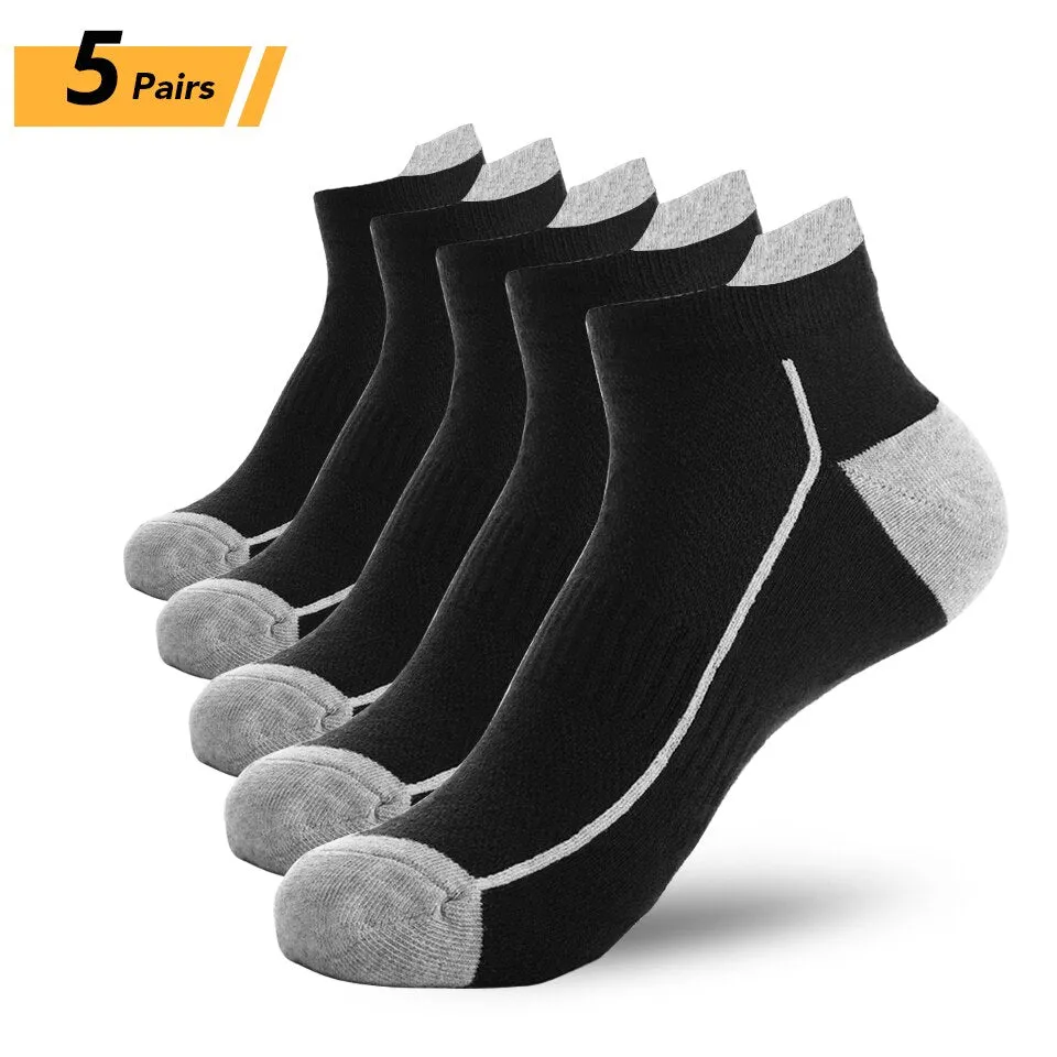 5 Pairs Organic Cotton Men Socks Thin Knit Mesh Ankle Socks Summer Fitness Breathable Quick Dry Short Sock For Cycling Plus Size