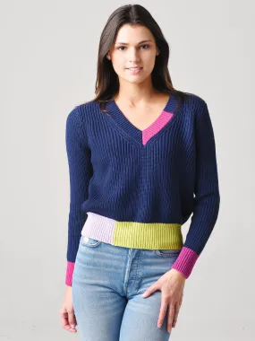 525 Women's Colorblock Trim V-Neck Pullover Sweater