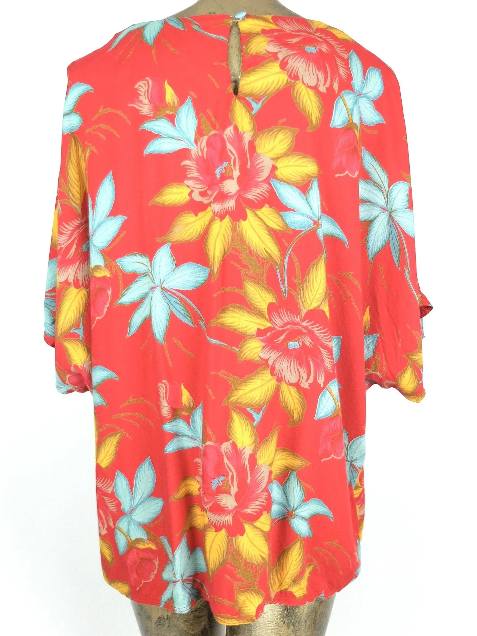 60s Mod Tropical Hawaiian Oversized Half Sleeve Pullover Blouse