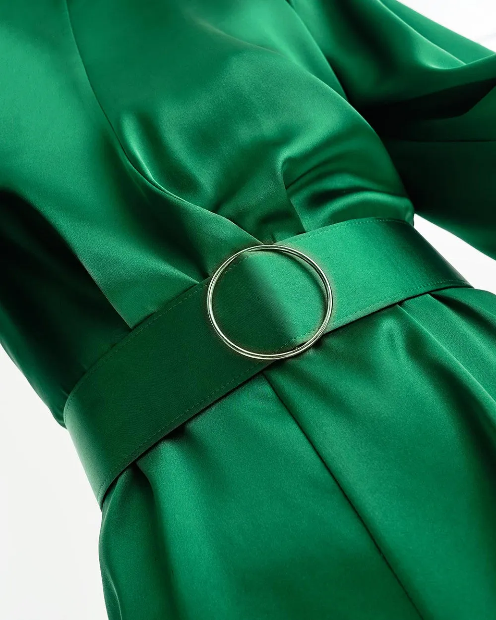 Access Fashion Island Green Satin Playsuit  With Belt