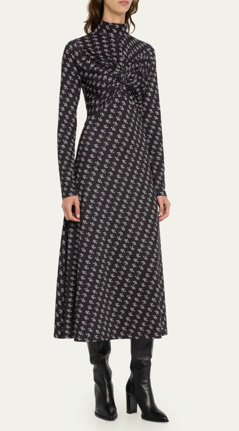 Ada Embroidered Turtleneck Midi Dress