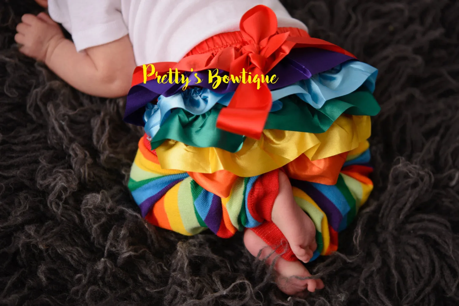 After every storm there is a rainbow of hope... Here i am! Bodysuit or shirt and matching ruffle leg-warmers, diaper cover and headband