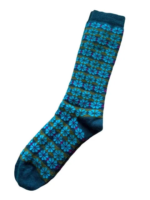 Alpaca Socks in Pinwheel Teal - Medium