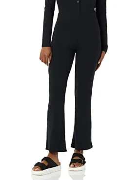 Amazon Essentials Women's Wide Rib Flared Ankle Pant (Previously Daily Ritual), Black, X-Small