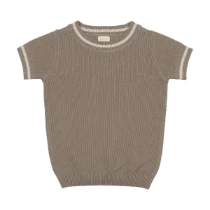 Analogie By Lil Legs Crewneck Sweater Short Sleeve Ivy/Oat Trim