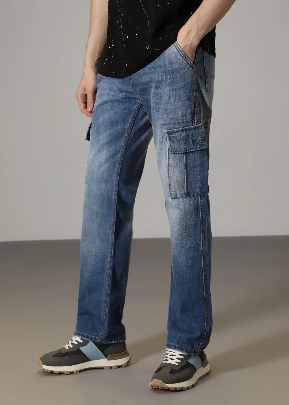 Aqua Blue Baggy fit Jeans