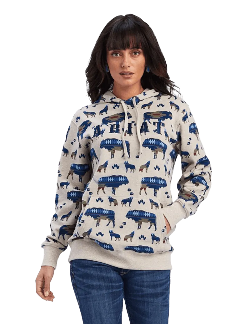 Ariat Women's Real Buffalo Border Allover Print Pullover