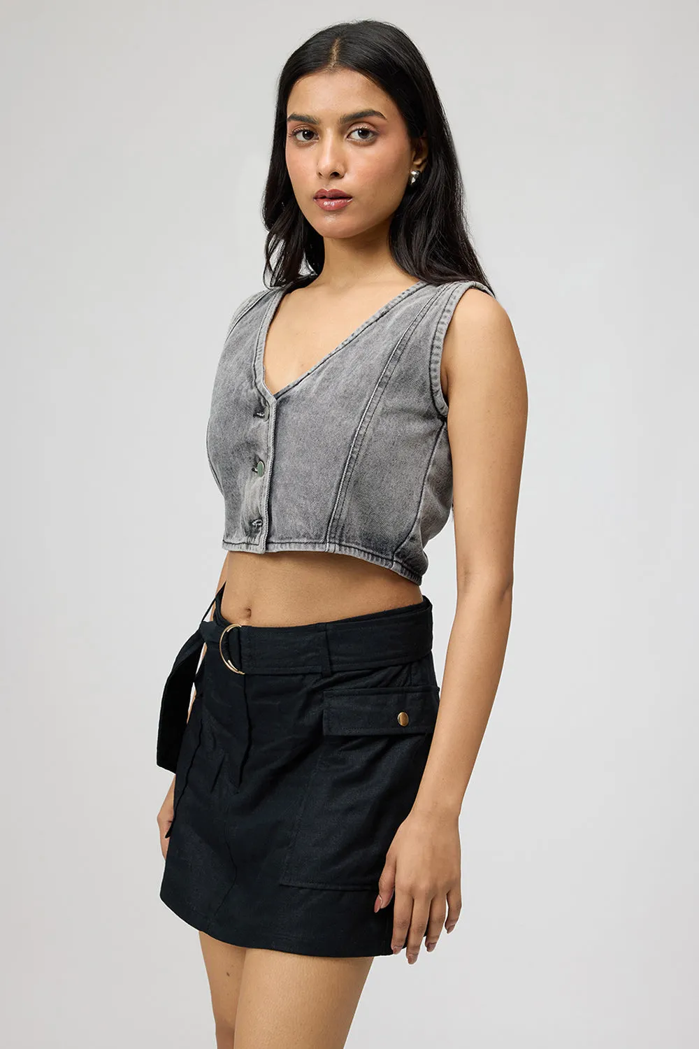 Ash Grey Denim Vest