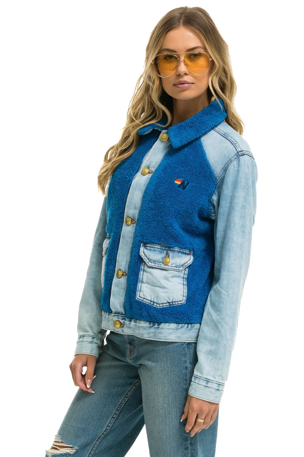 ASPEN SHERPA UNISEX DENIM JACKET - SUPER LIGHT BLUE