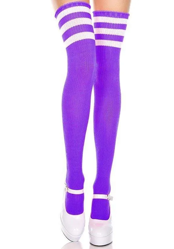 Athletic [Purple/White] Stripe | THIGH HIGHS