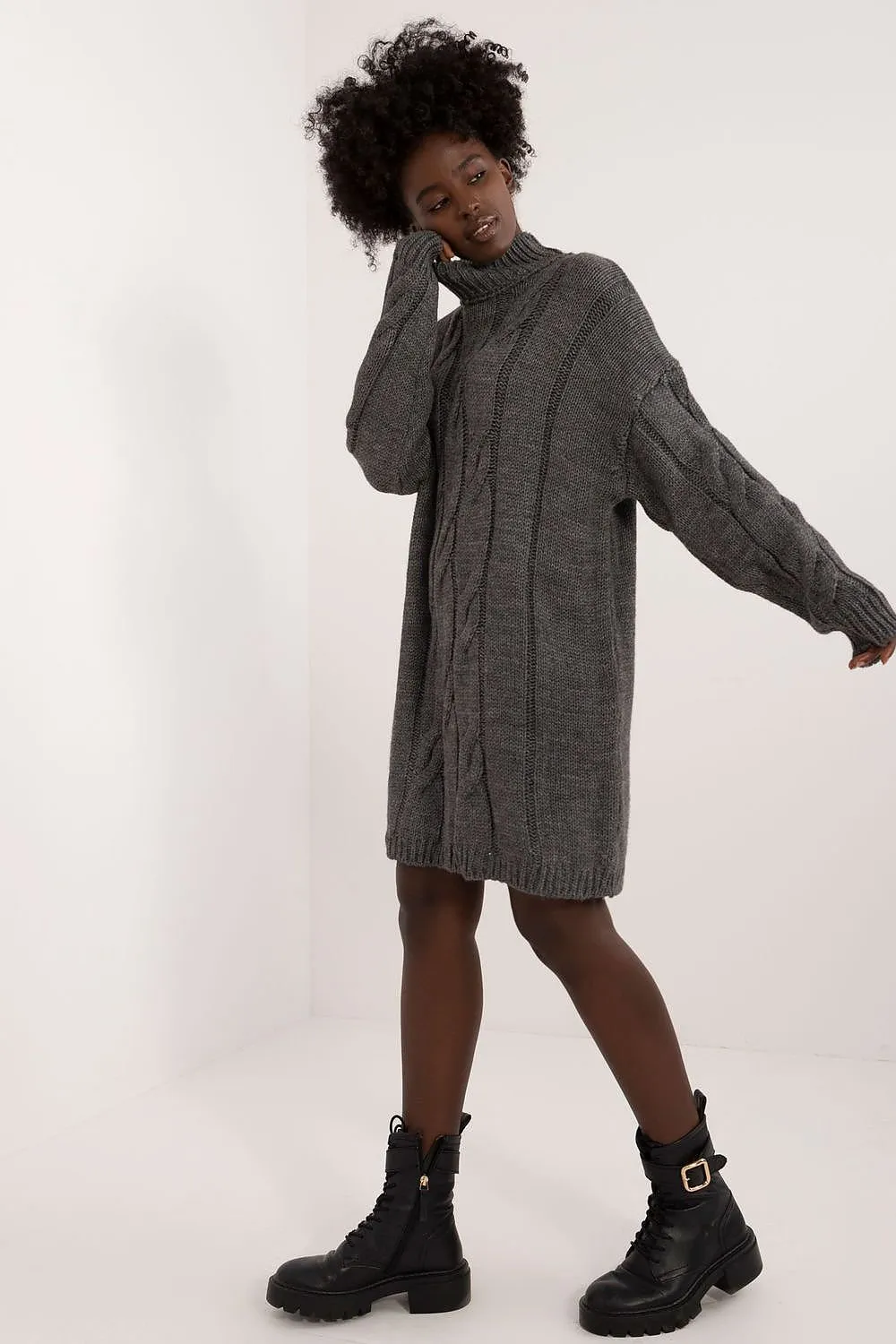 Badu Turtleneck Knit Sweater Dress