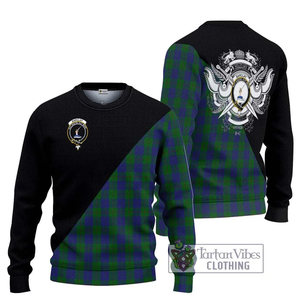 Barclay Tartan Ugly Sweater with Family Crest and Military Logo Style