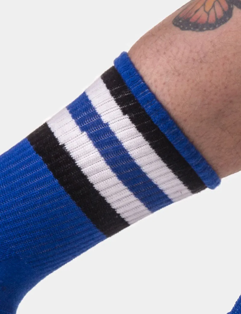 Barcode Berlin Fetish Stripes Half Socks Royal/Black/White 91720-814 Size L/XL