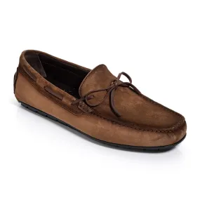 Barnett Mid Brown Side Lace Driving Shoe