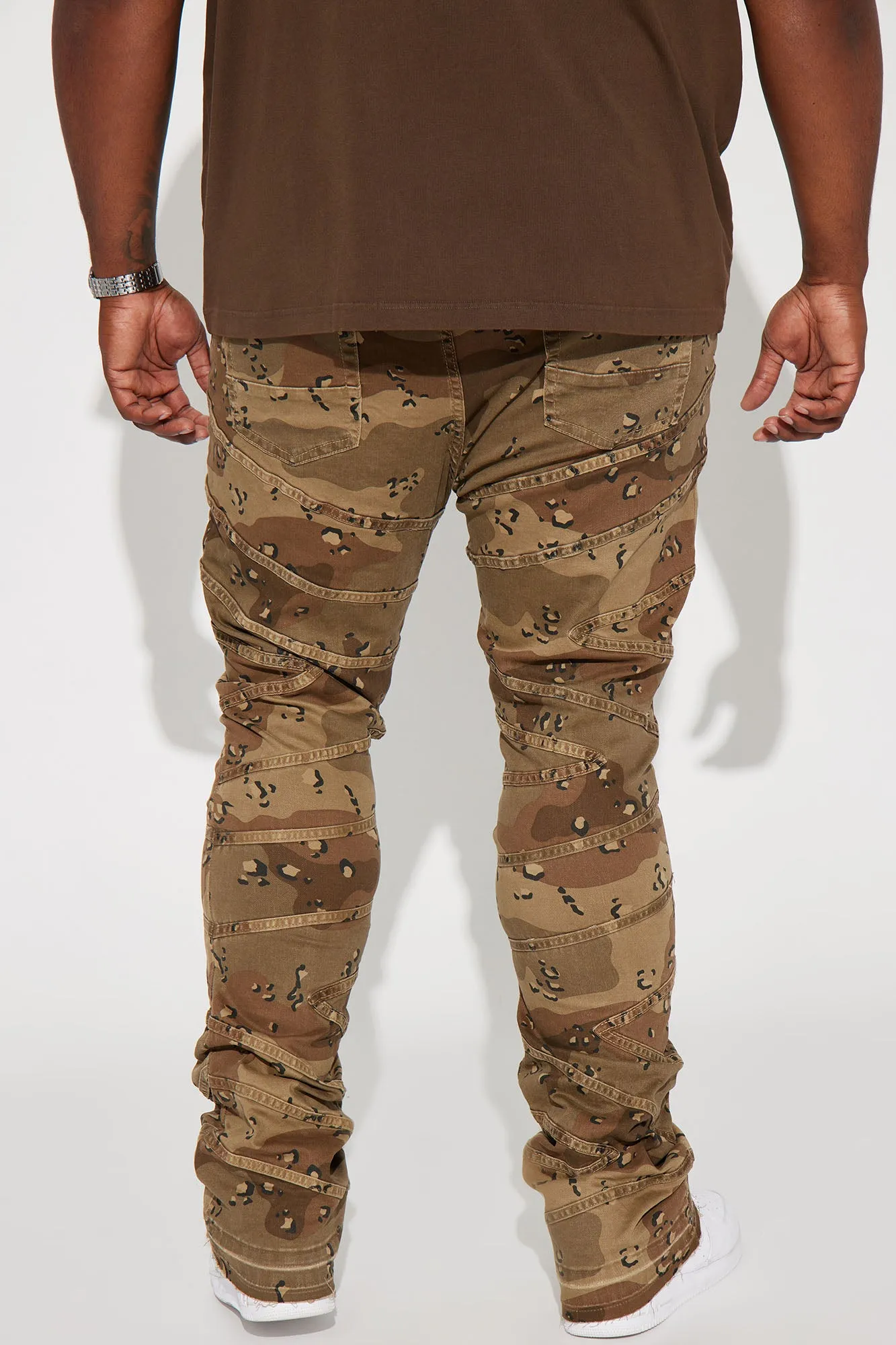 Be Chill Stacked Skinny Flare Pants - Brown/combo