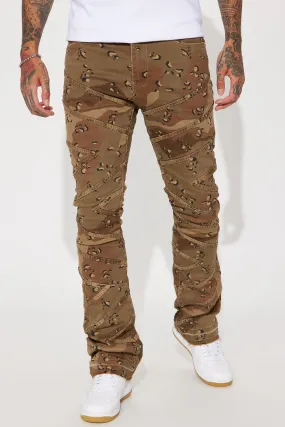 Be Chill Stacked Skinny Flare Pants - Brown/combo