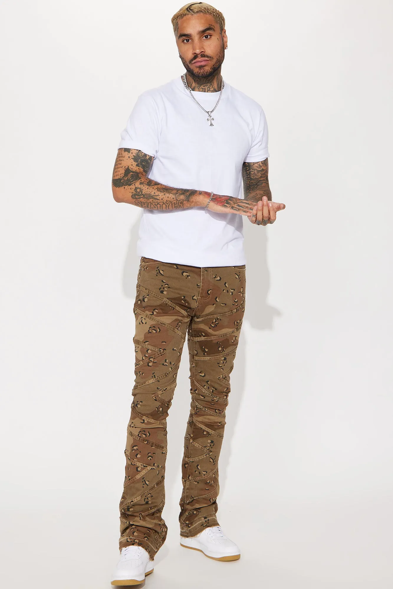 Be Chill Stacked Skinny Flare Pants - Brown/combo