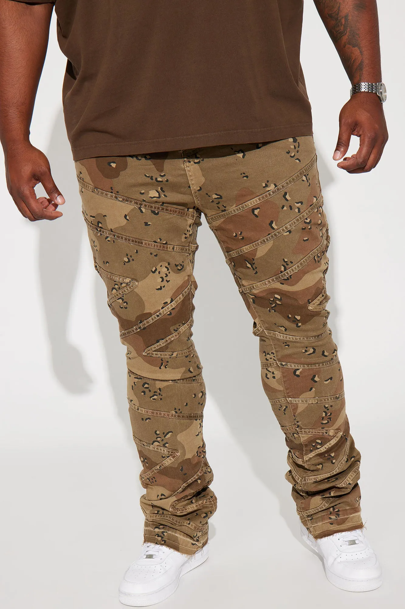 Be Chill Stacked Skinny Flare Pants - Brown/combo