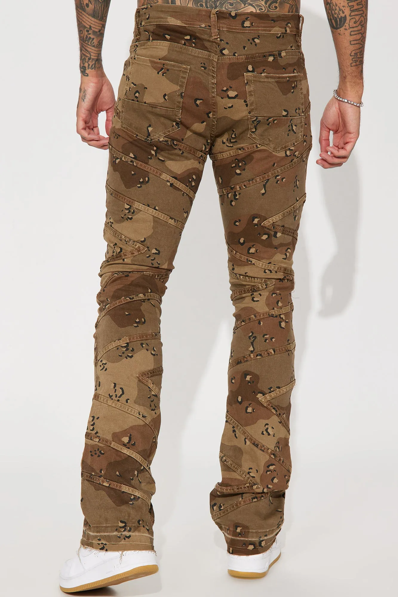 Be Chill Stacked Skinny Flare Pants - Brown/combo