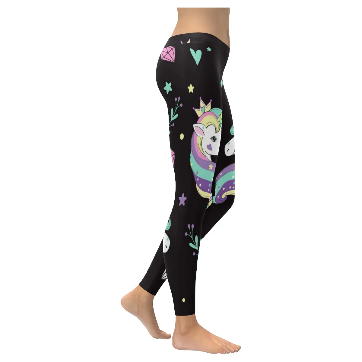 Beautiful unicorns and diamonds Women's Low Rise Leggings (Invisible Stitch)