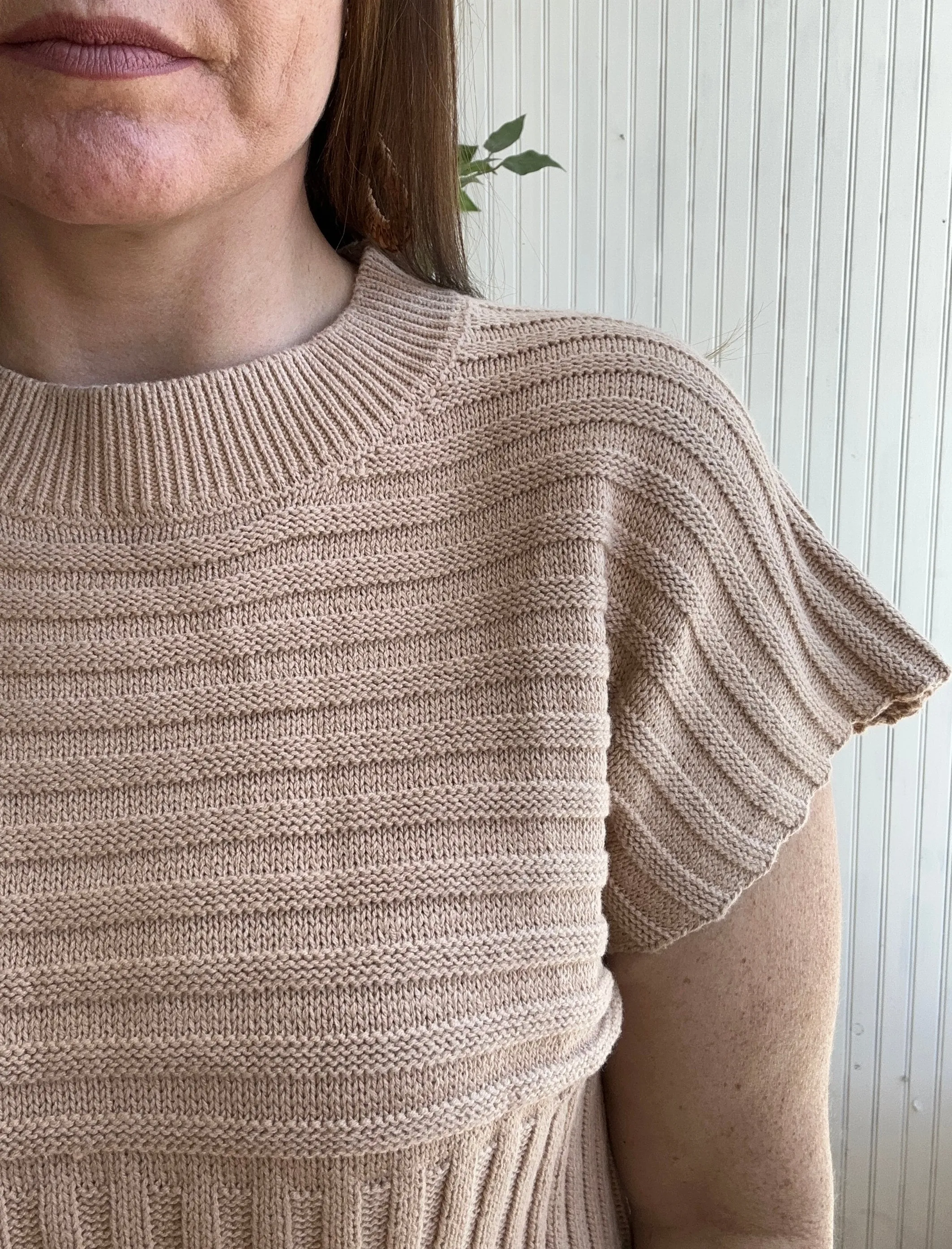 Beige Short Sleeve Sweater