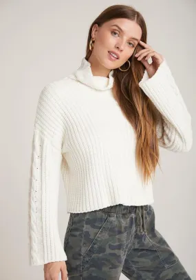 Bella Dahl - Cable Sleeve Turtleneck in Winter White