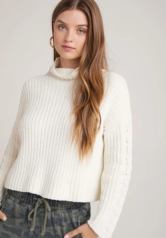 Bella Dahl - Cable Sleeve Turtleneck in Winter White