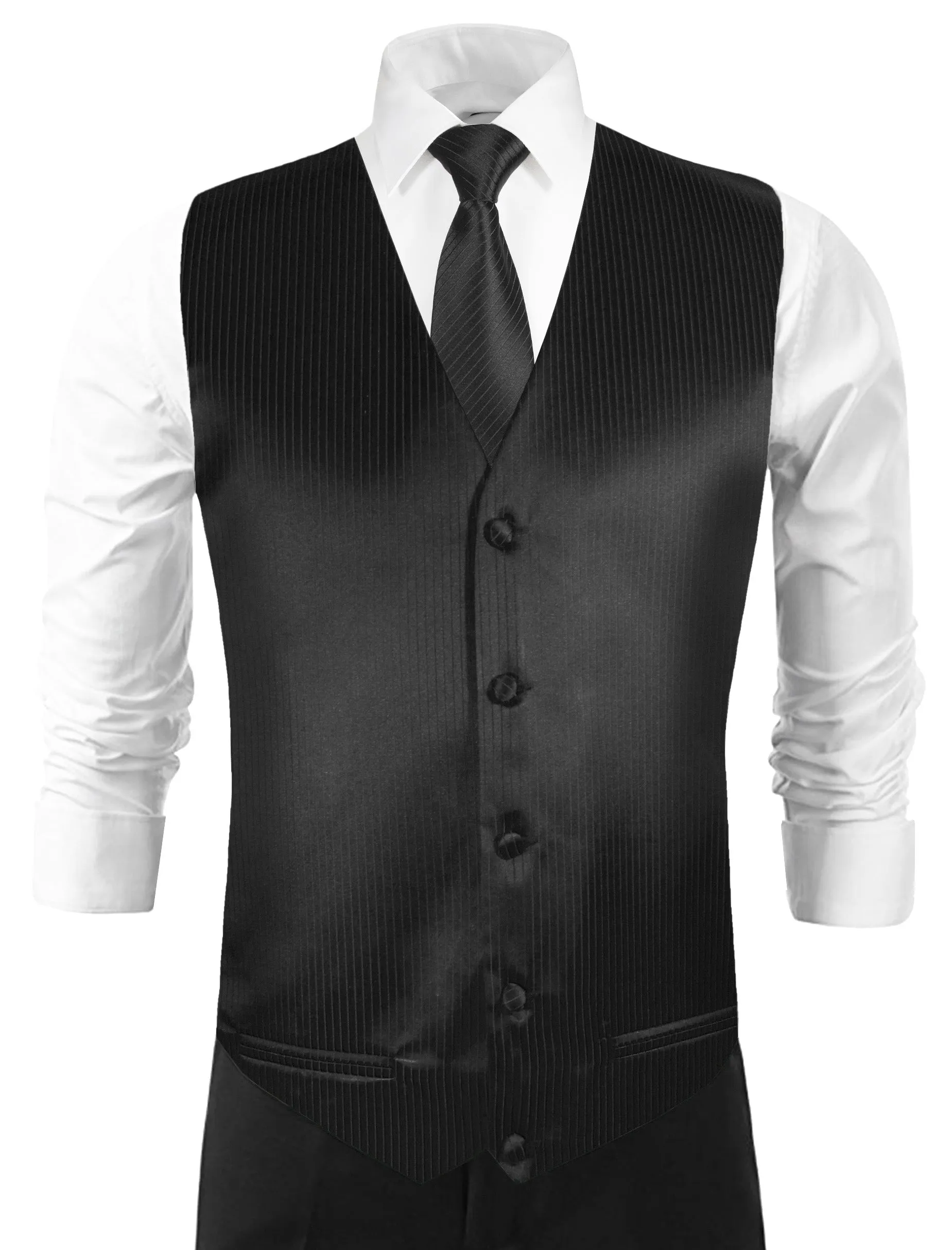 Black Striped Tuxedo Vest Set