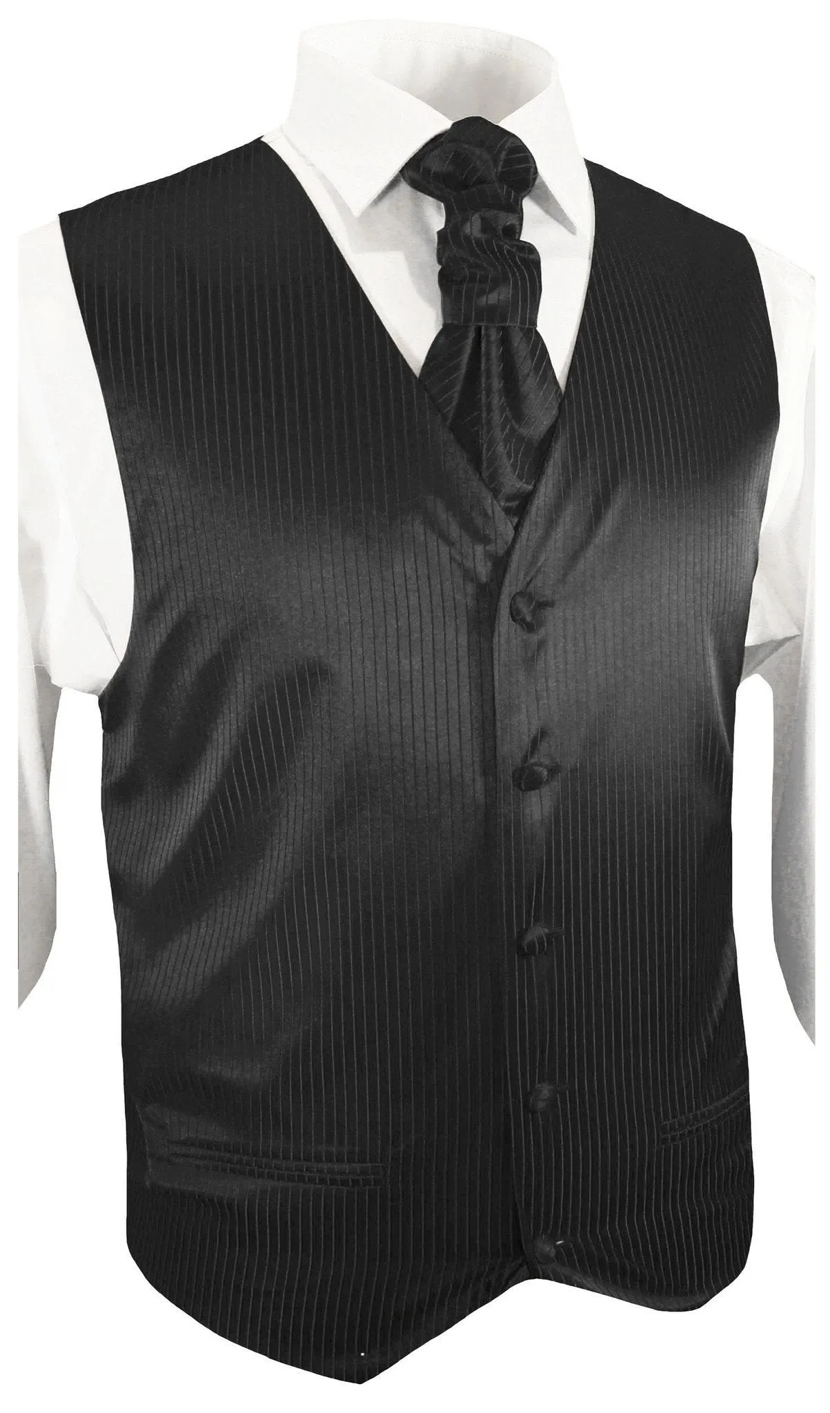 Black Striped Tuxedo Vest Set