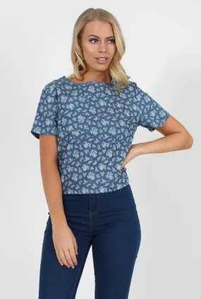 Blue Paisley Print Top - Matilda