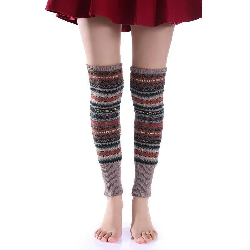 Bohemia Knit Leg Warmers Knitted Over Knee-high Stocking