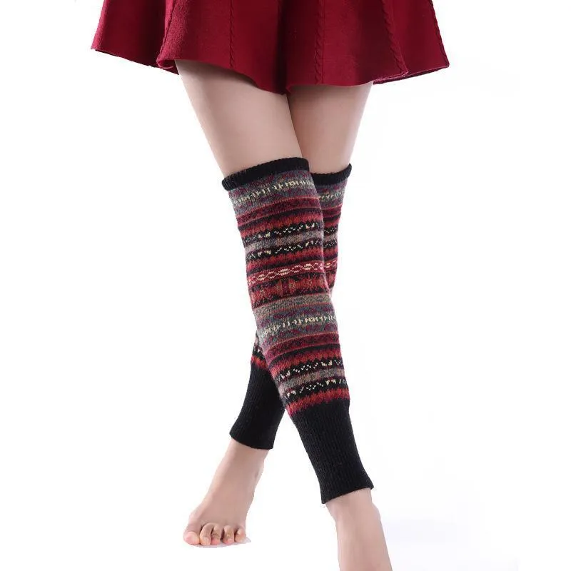 Bohemia Knit Leg Warmers Knitted Over Knee-high Stocking