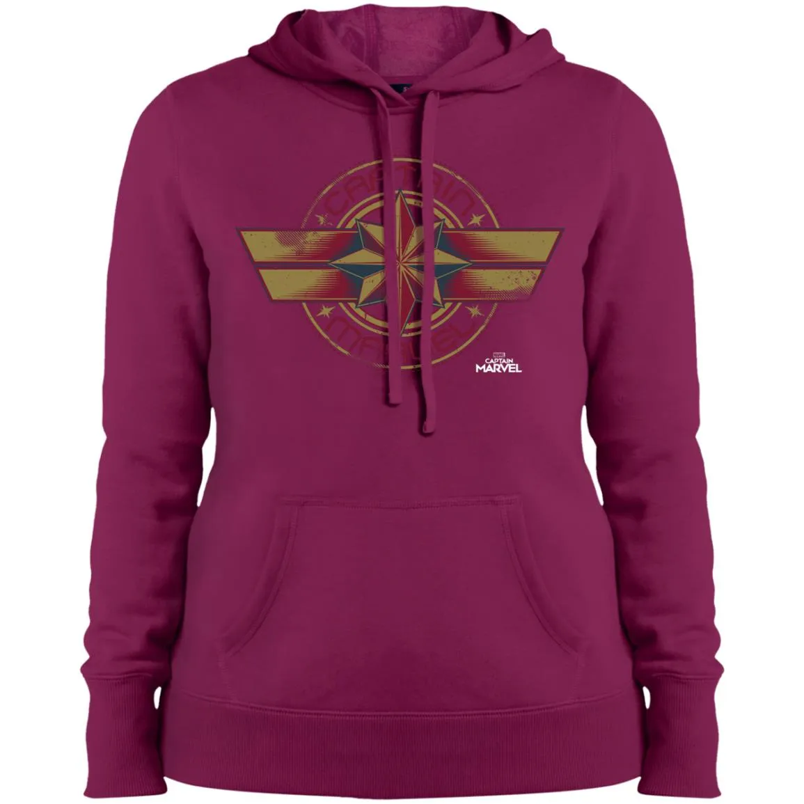 Captain Marvel Color Fade Circle Logo Badge Women Hooded Sweatshirt