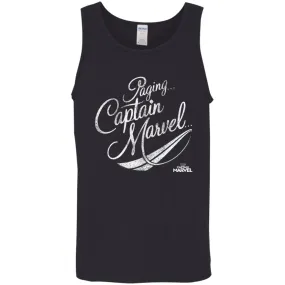 Captain Marvel Paging Distressed Cursive Men Cotton Tank