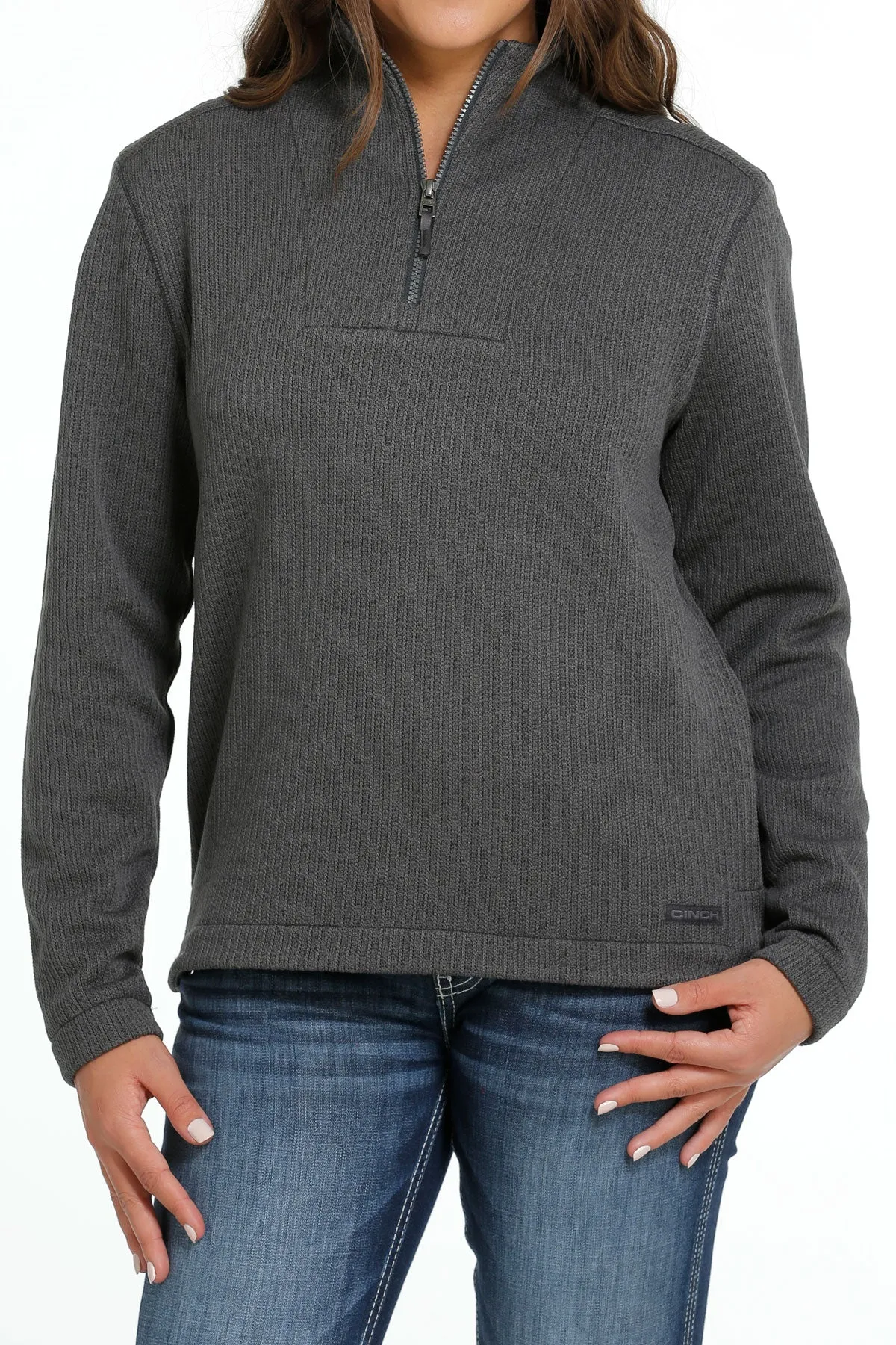 Cinch Charcoal 1/4 Zip Sweater Knit Pullover for Women