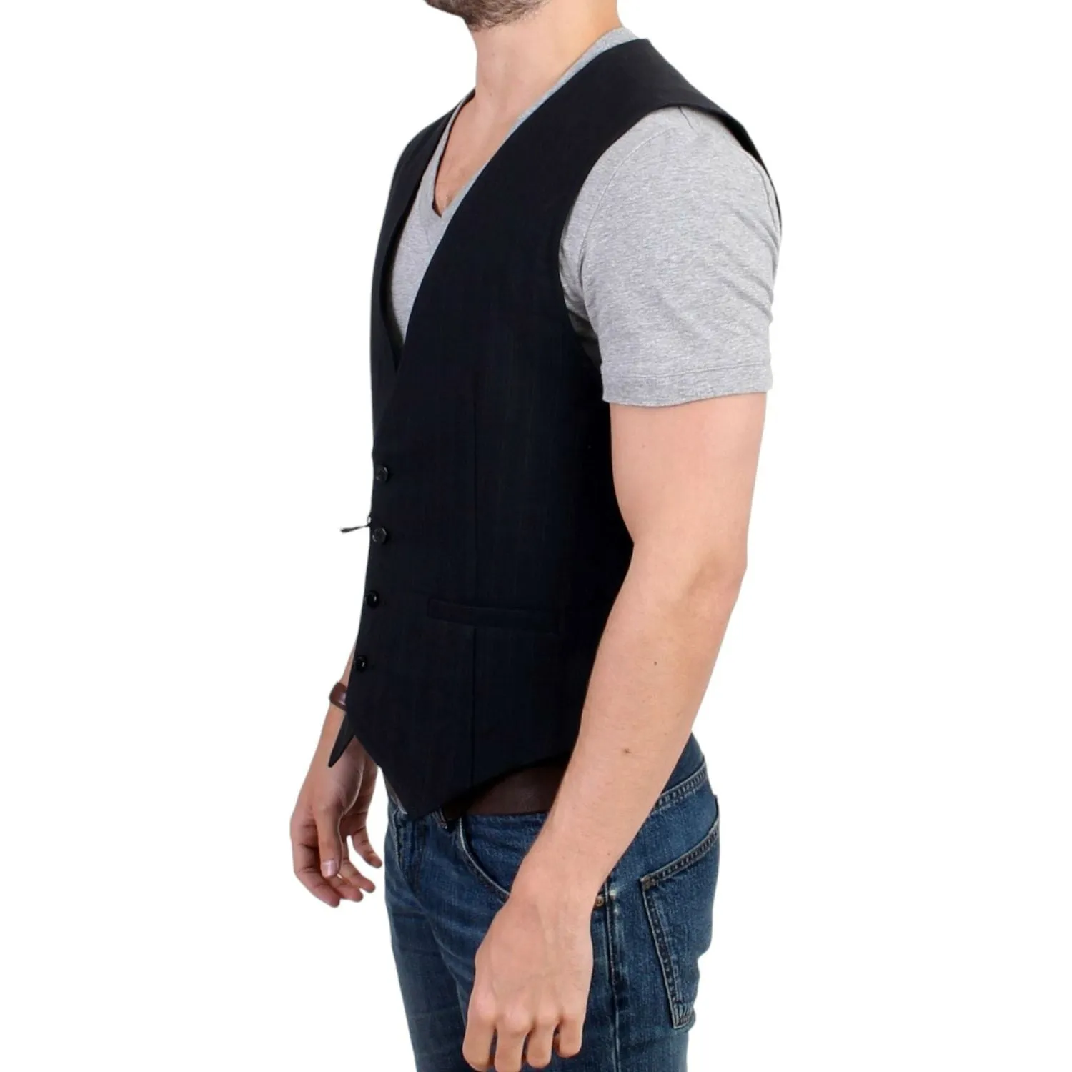 Costume National Elegant Striped Casual Vest - Cotton Blend