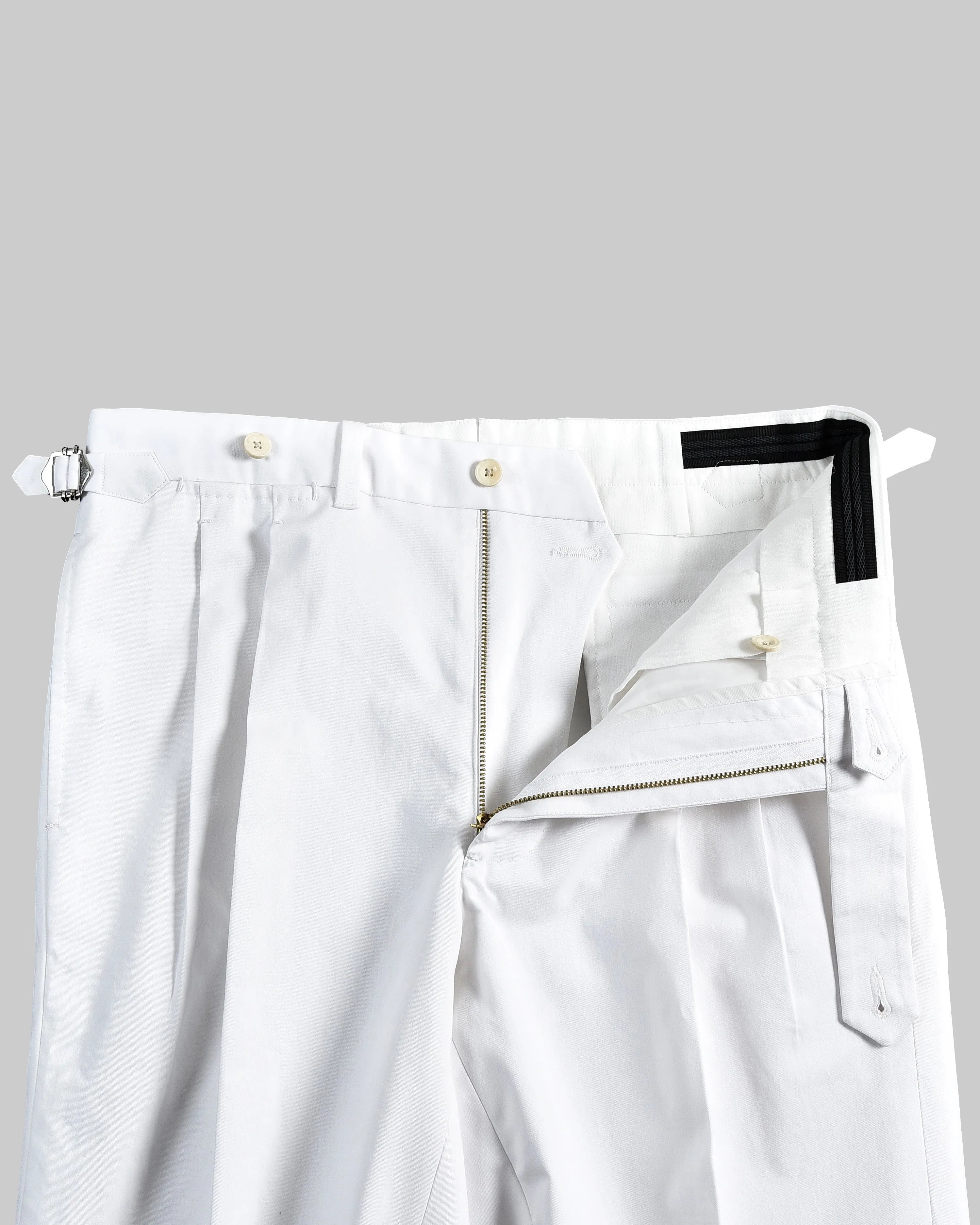 Cotton: White Summer Twill Dress Pant