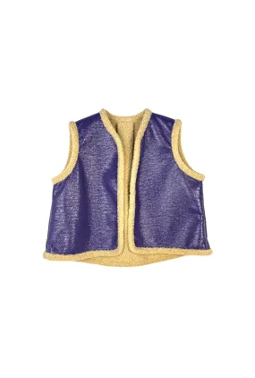 Cropped Vest- Purple Patent and Shearling