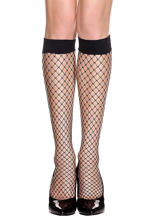 Diamond Net [Black] | KNEE HIGH SOCKS