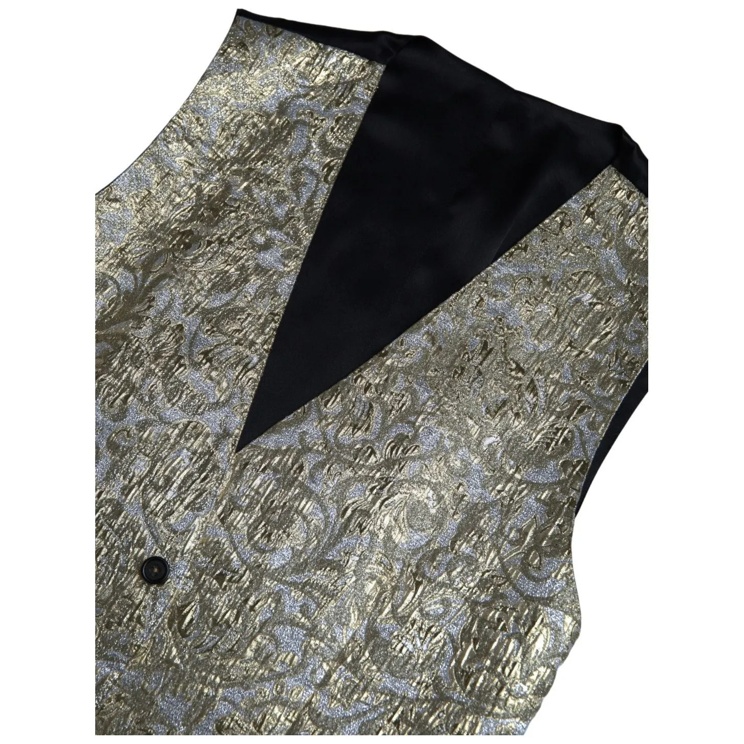 Dolce & Gabbana Elegant Gold Silk Formal Vest