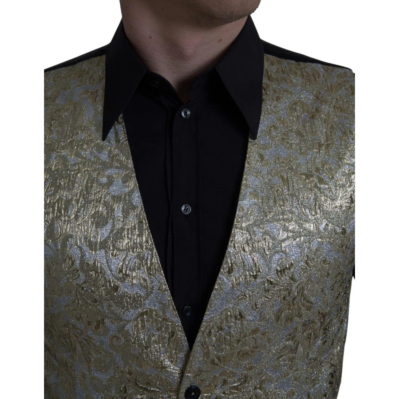 Dolce & Gabbana Elegant Gold Silk Formal Vest