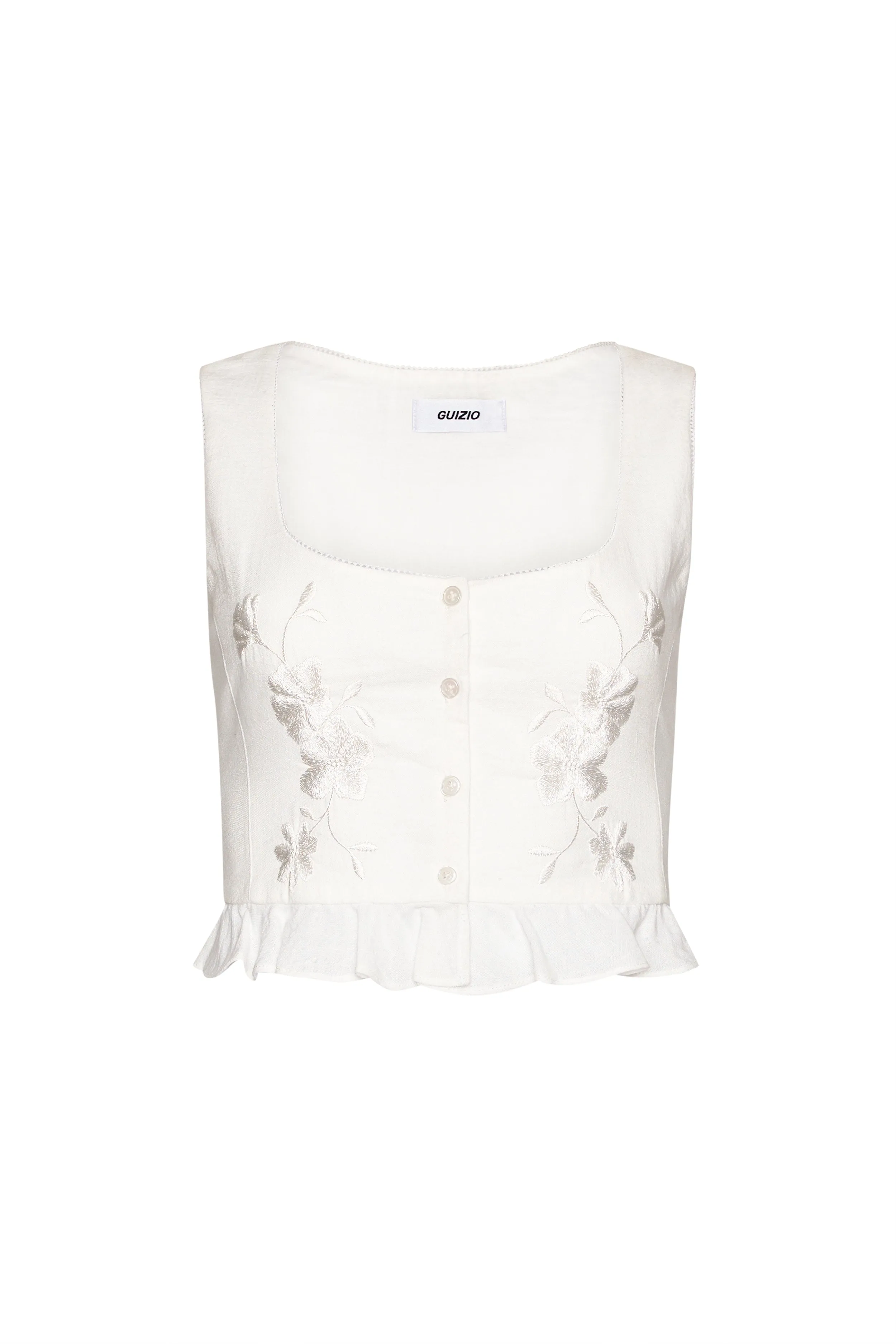 Embroidered Scallop Vest