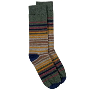 Festival Stripe Wool Sock - Olive