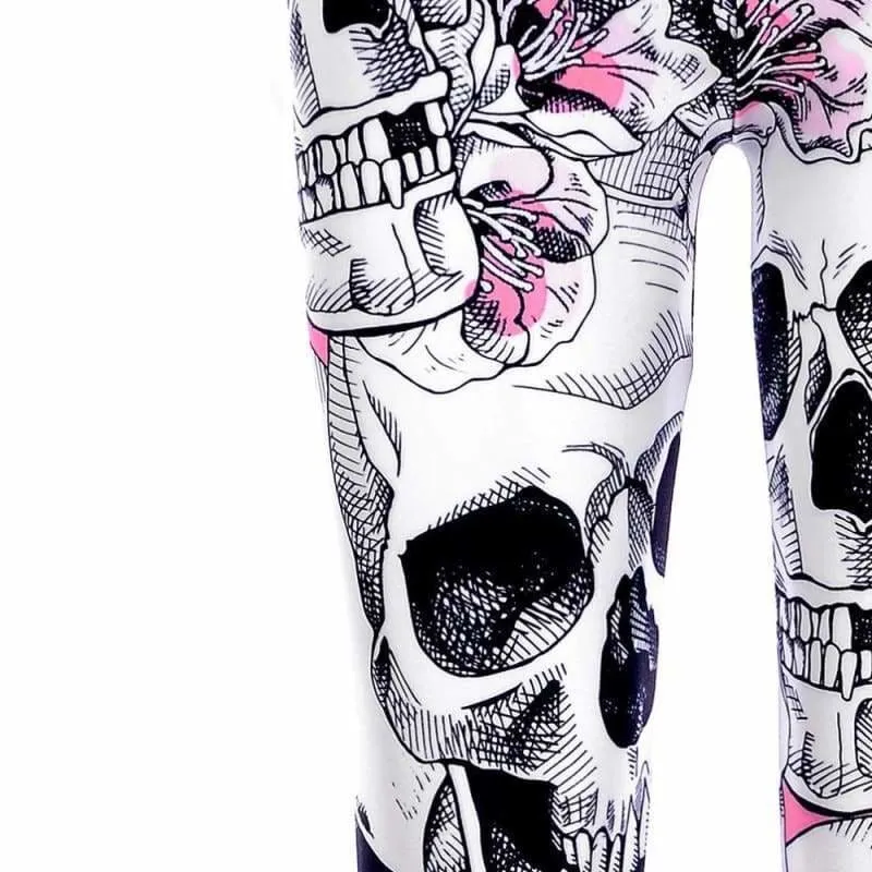 Floral Pink Skull leggings