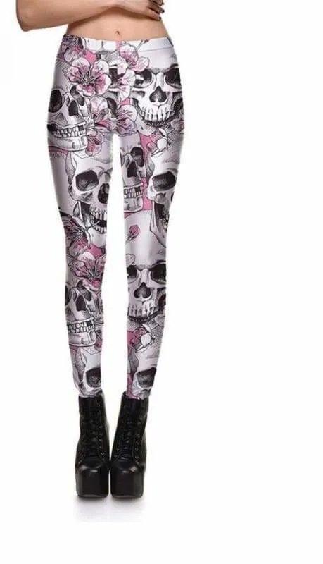 Floral Pink Skull leggings